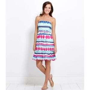 Vineyard Vines Strapless Carolina Stripe Ocean Splash Dress